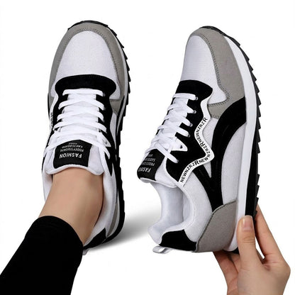 Women's Retro Colour-Block Faux Suede Trainers