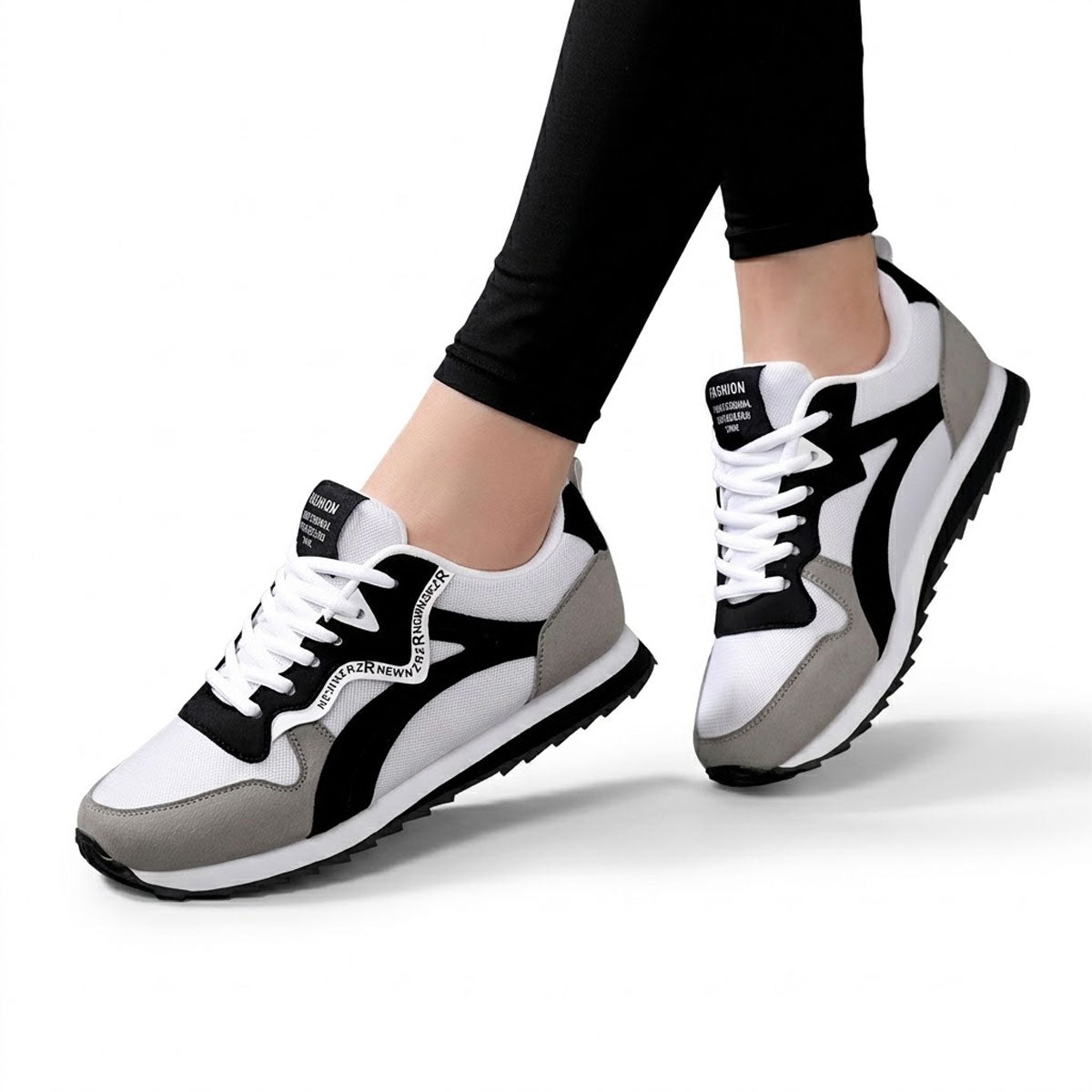 Women's Retro Colour-Block Faux Suede Trainers