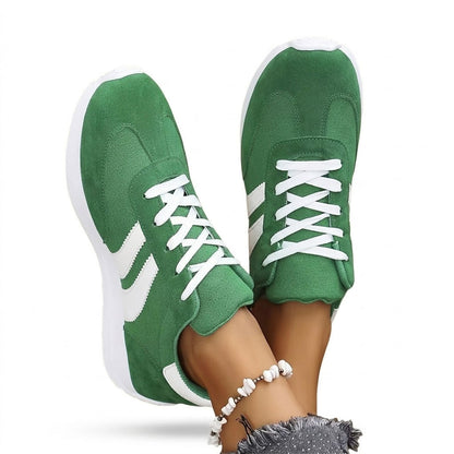 Women's Retro Striped Lace-Up Trainers