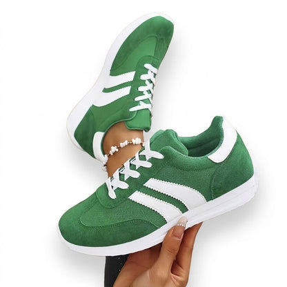 Women's Retro Striped Lace-Up Trainers