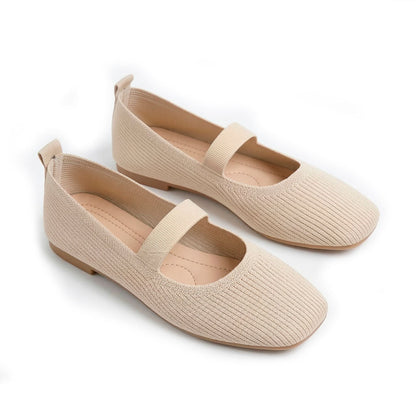 Women's Ribbed Knit Square-Toe Mary Jane Flats