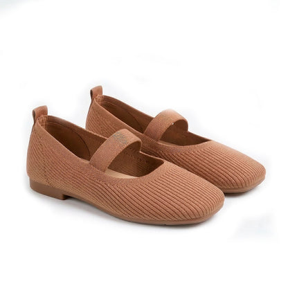 Women's Ribbed Knit Square-Toe Mary Jane Flats