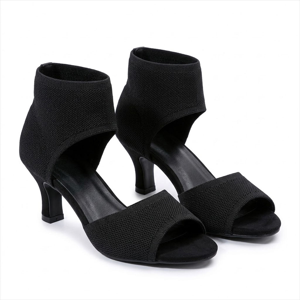 Women's Stretch-Knit Kitten Heel Sandals