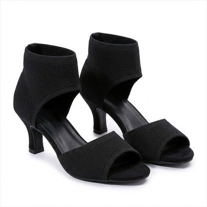 Women's Stretch-Knit Kitten Heel Sandals