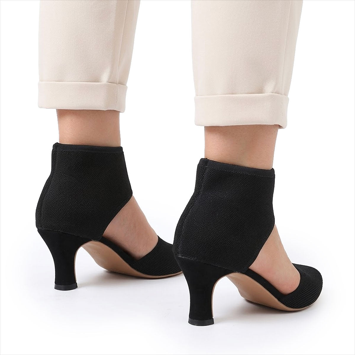 Women's Stretch-Knit Kitten Heel Sandals
