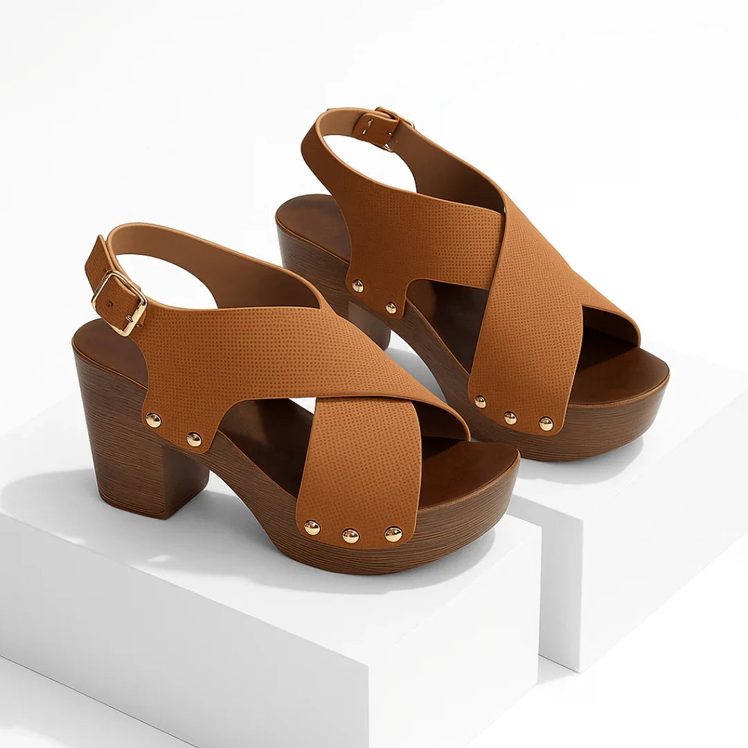 Women's Synthetic Criss-Cross Strap Block Heel Sandals