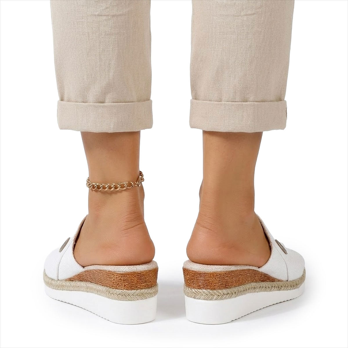 Women's Textured Canvas Peep-Toe Mules Shoes