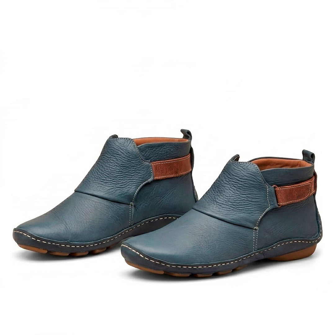 Women's Textured Faux Leather Ankle Boots with Ankle Strap