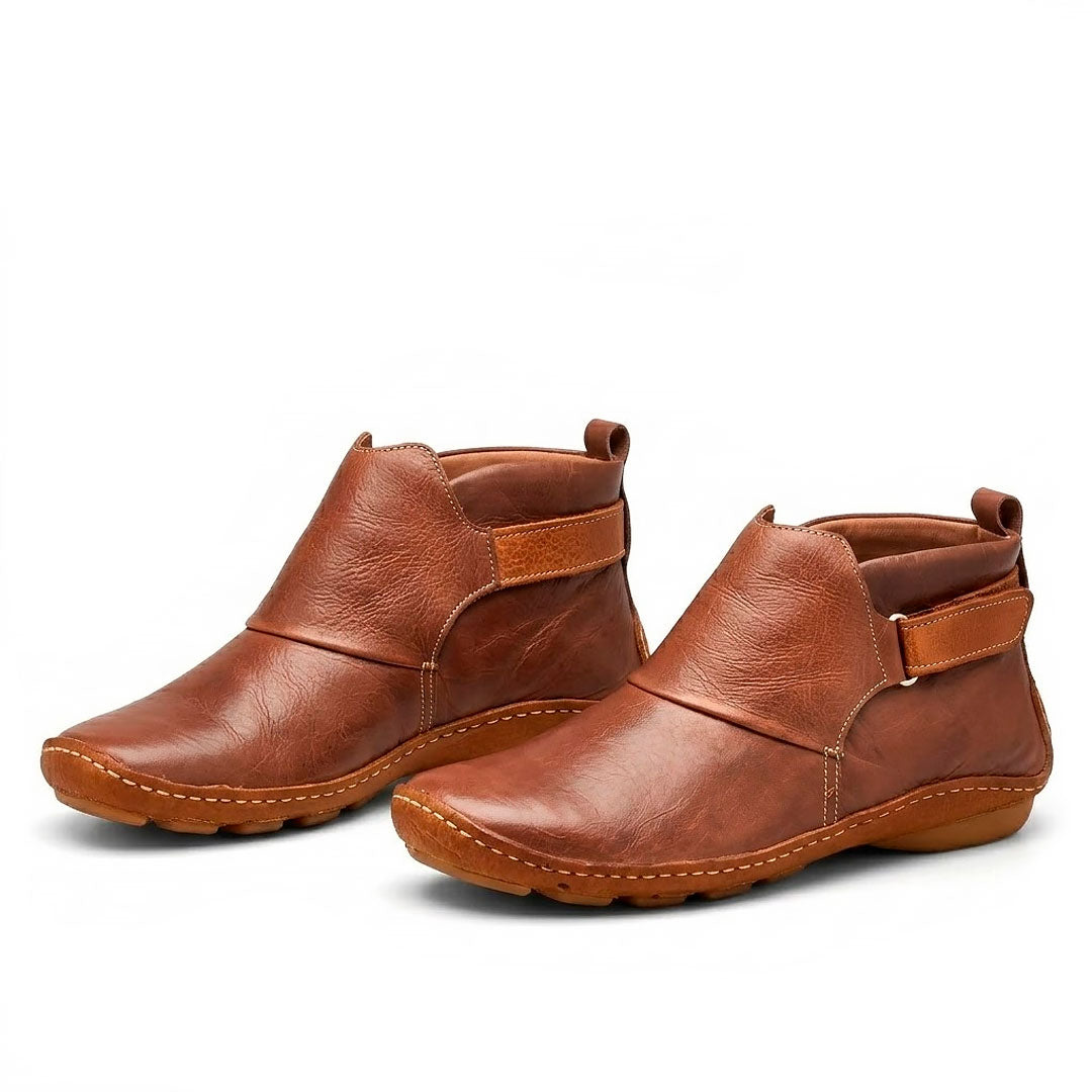 Women's Textured Faux Leather Ankle Boots with Ankle Strap