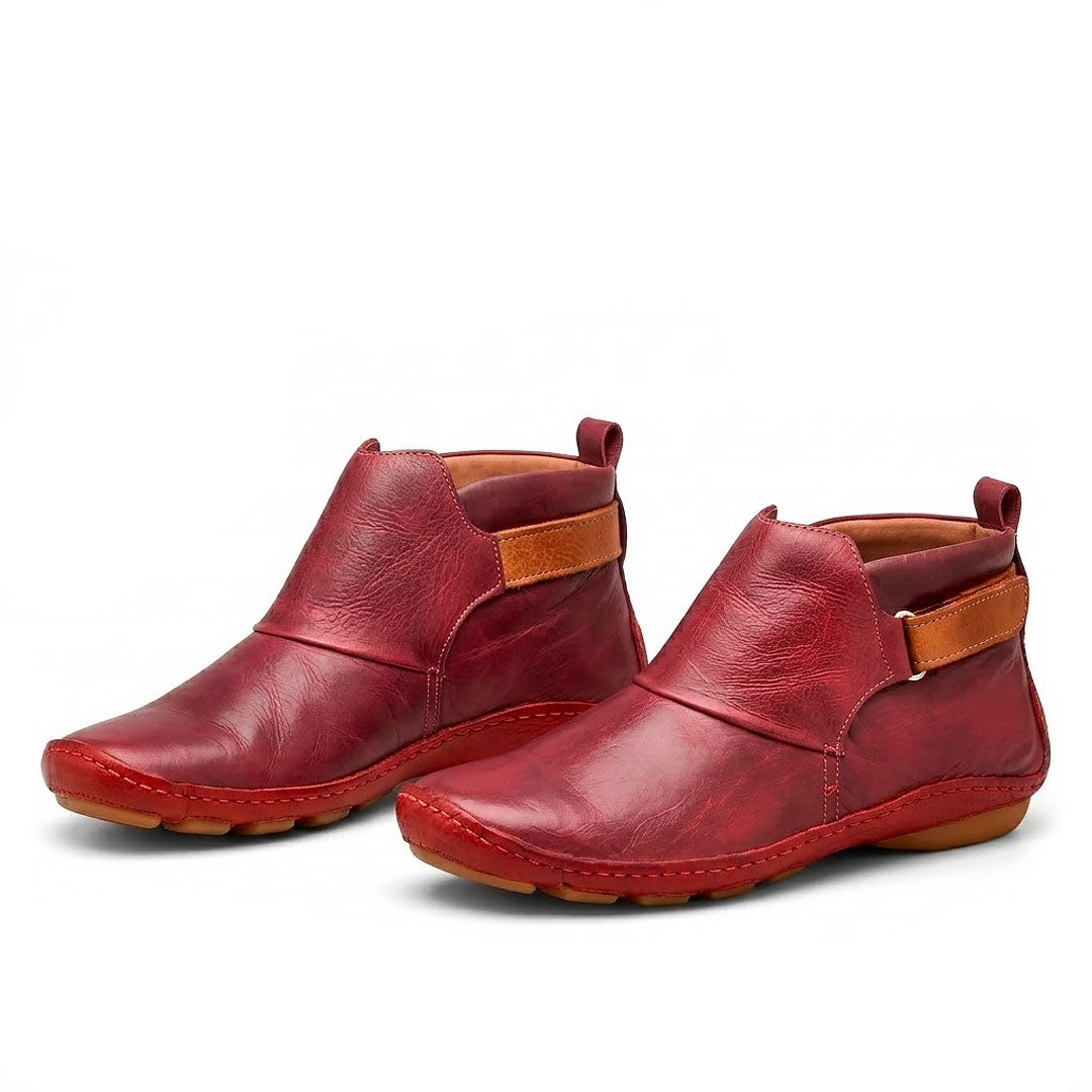 Women's Textured Faux Leather Ankle Boots with Ankle Strap