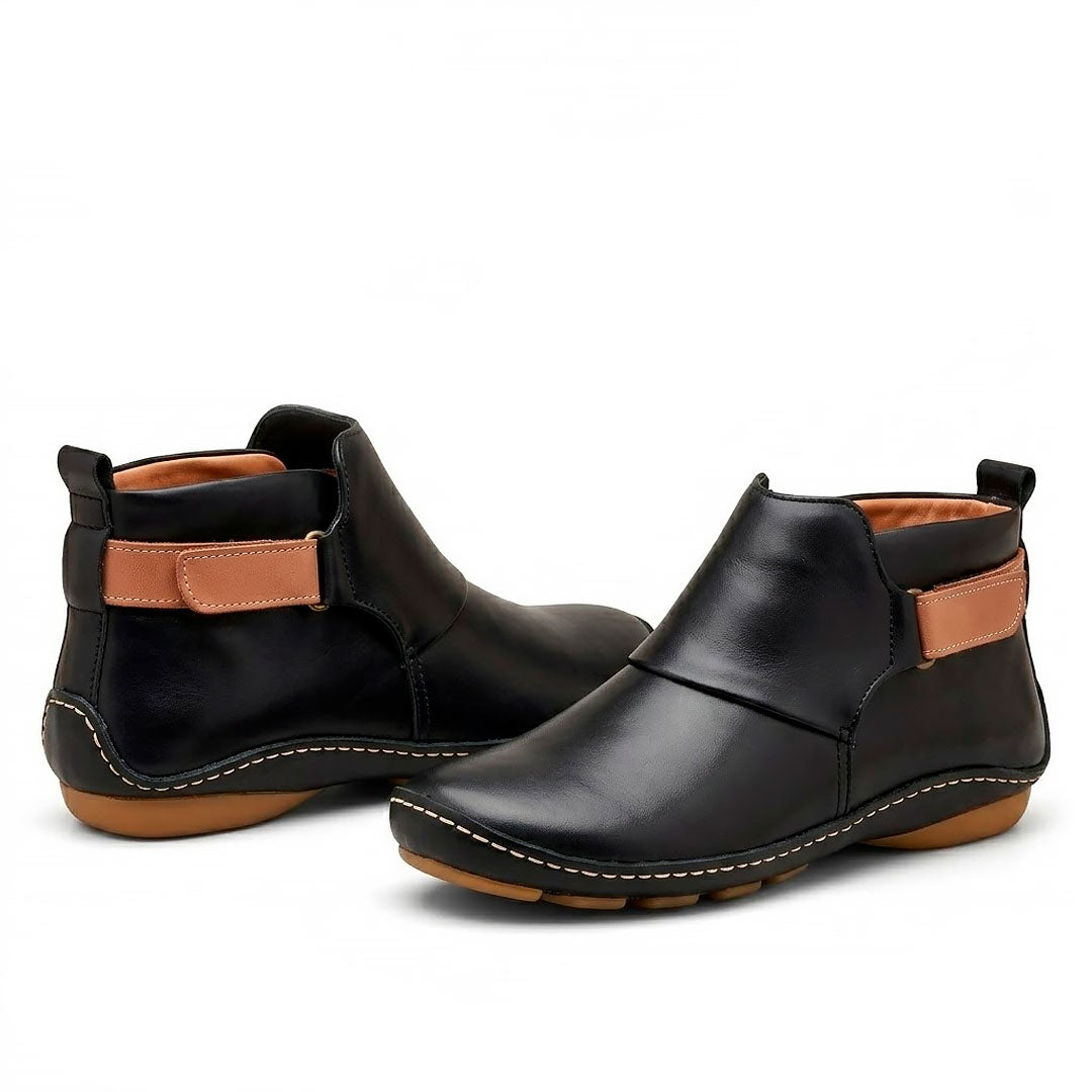 Women's Textured Faux Leather Ankle Boots with Ankle Strap