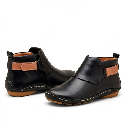 Women's Textured Faux Leather Ankle Boots with Ankle Strap