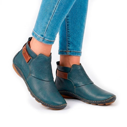 Women's Textured Faux Leather Ankle Boots with Ankle Strap