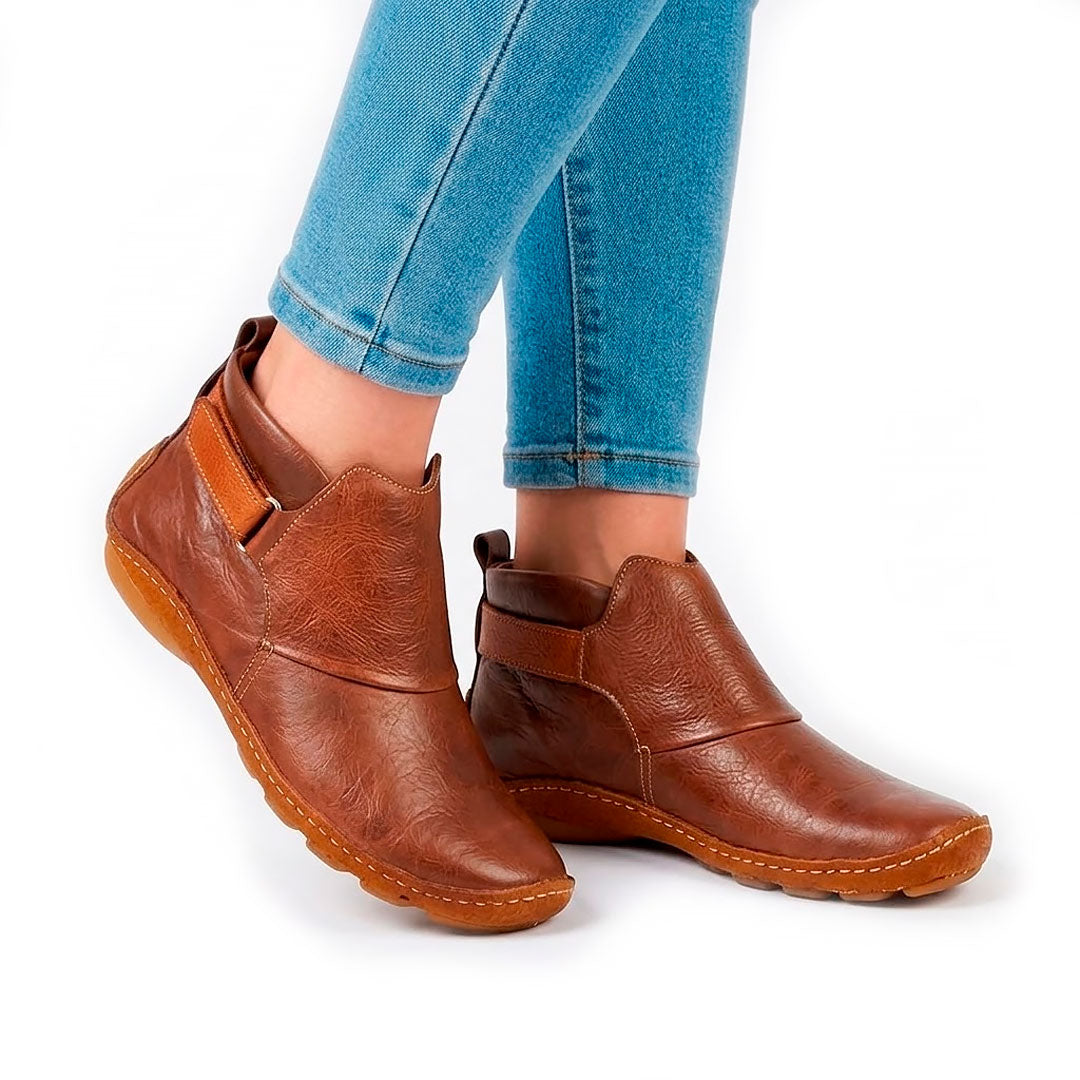 Women's Textured Faux Leather Ankle Boots with Ankle Strap
