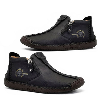 Women's Textured Faux Leather Side-Zip Ankle Loafers