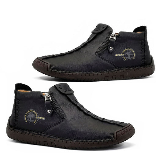 Women's Textured Faux Leather Side-Zip Ankle Loafers