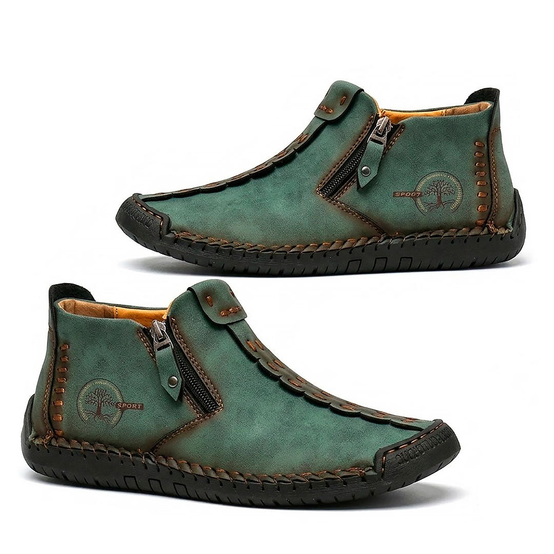 Women's Textured Faux Leather Side-Zip Ankle Loafers