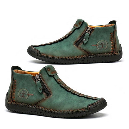 Women's Textured Faux Leather Side-Zip Ankle Loafers