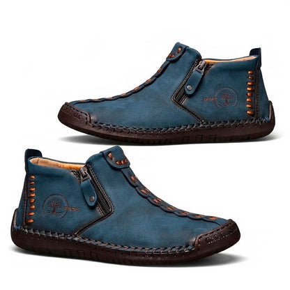 Women's Textured Faux Leather Side-Zip Ankle Loafers