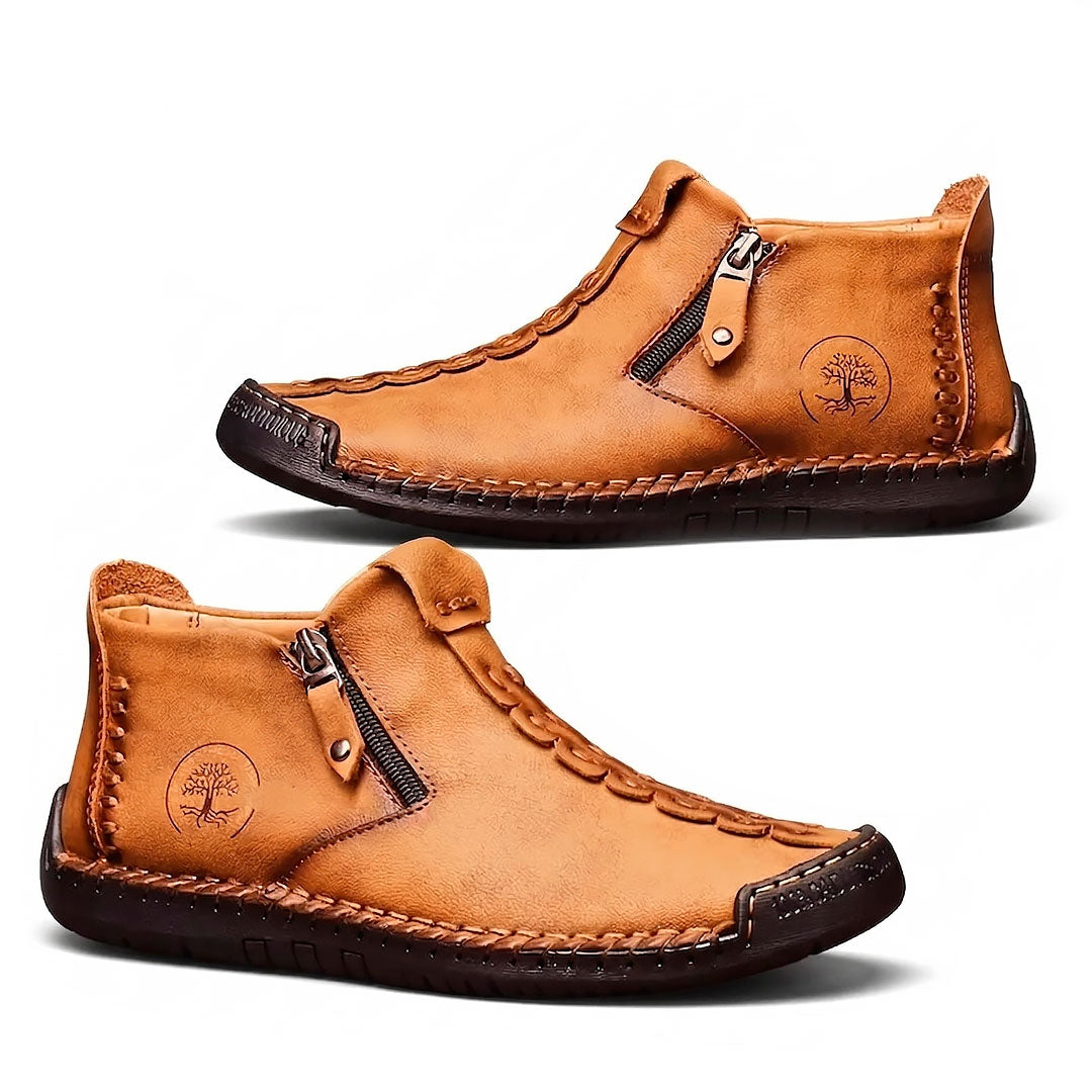 Women's Textured Faux Leather Side-Zip Ankle Loafers