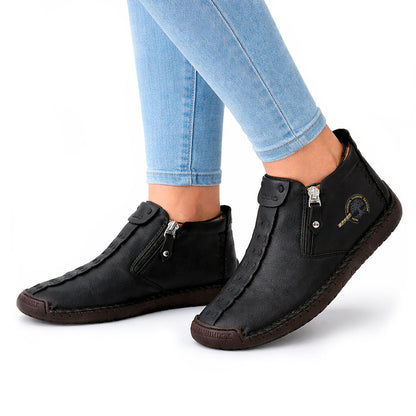 Women's Textured Faux Leather Side-Zip Ankle Loafers