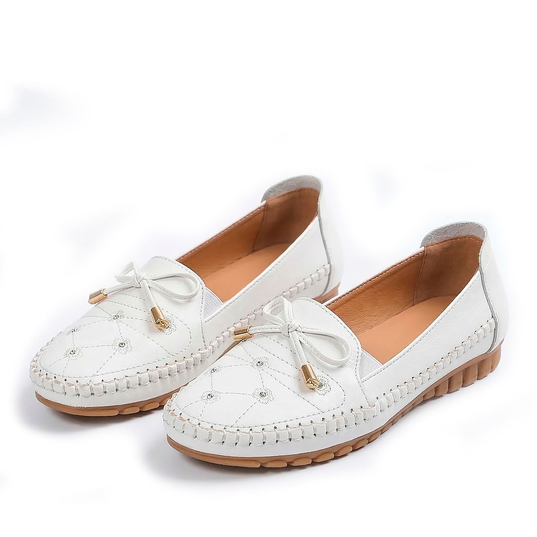 Women's Textured Faux Leather Studded Driving Loafers