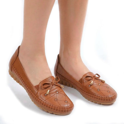 Women's Textured Faux Leather Studded Driving Loafers