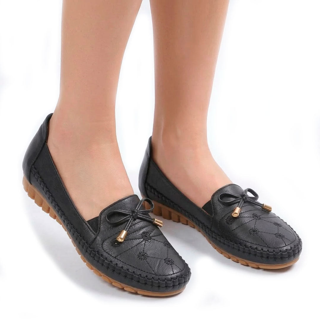 Women's Textured Faux Leather Studded Driving Loafers
