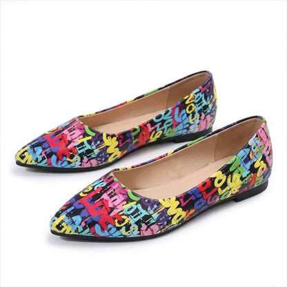 Women's Vibrant Print Pointed Toe Ballerina Flats