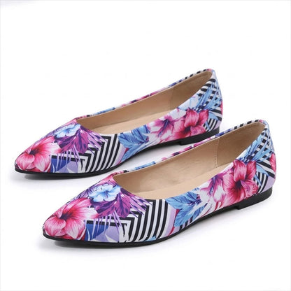 Women's Vibrant Print Pointed Toe Ballerina Flats