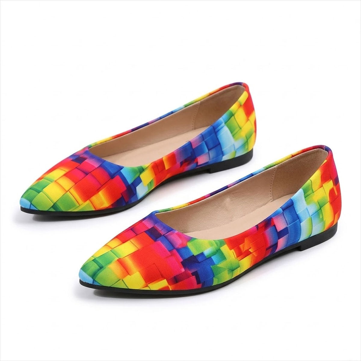 Women's Vibrant Print Pointed Toe Ballerina Flats