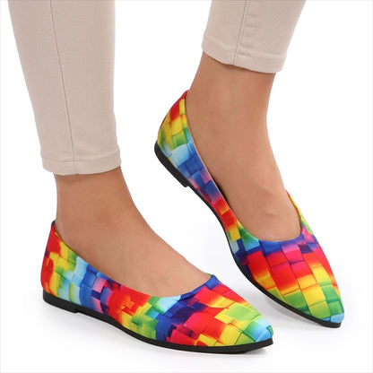 Women's Vibrant Print Pointed Toe Ballerina Flats