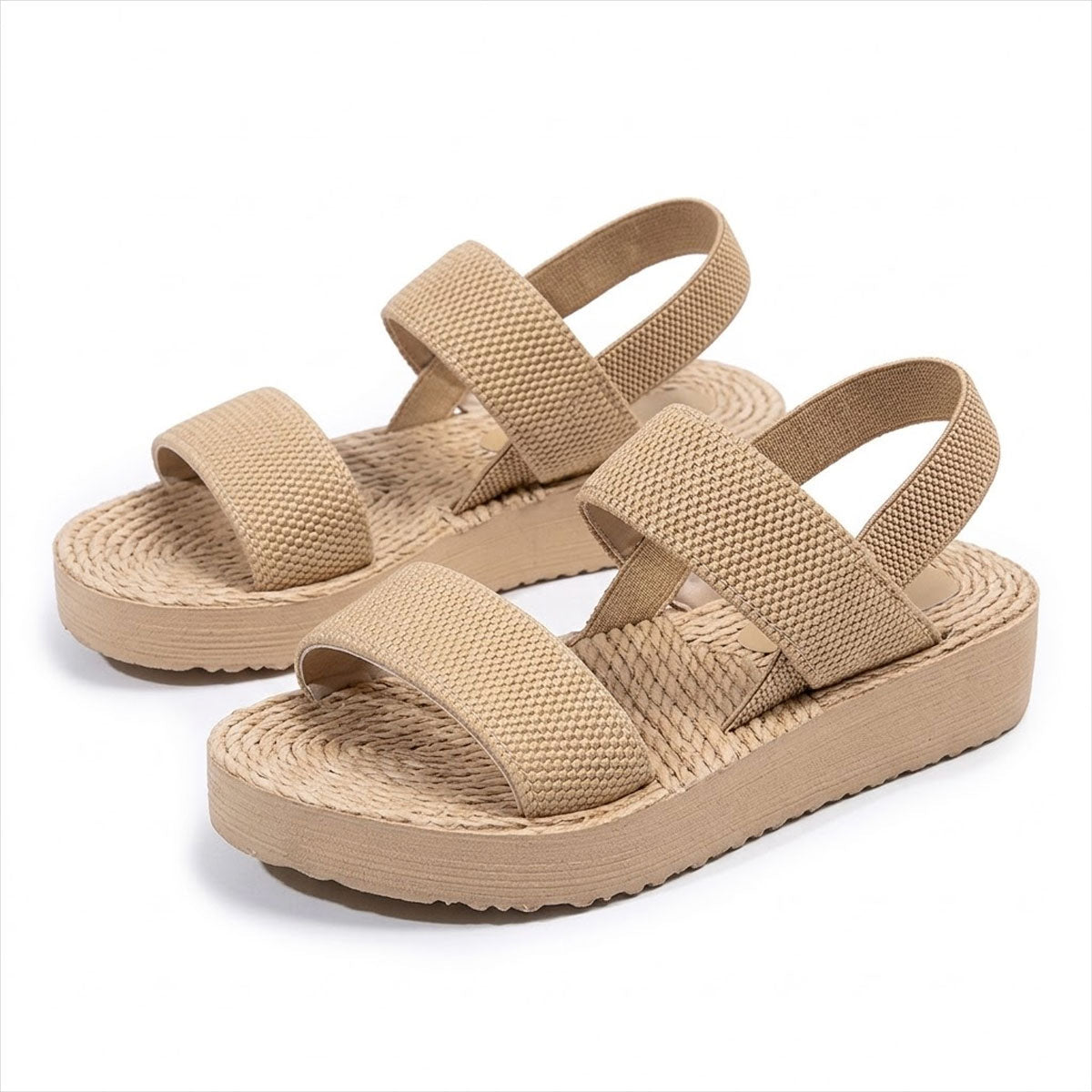 Women's Woven-Effect Elastic Strap Platform Sandals