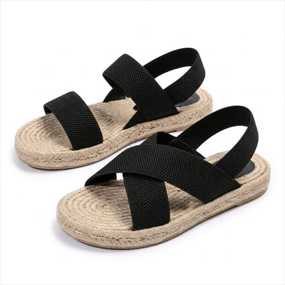 Women's Woven-Effect Elastic Strap Platform Sandals