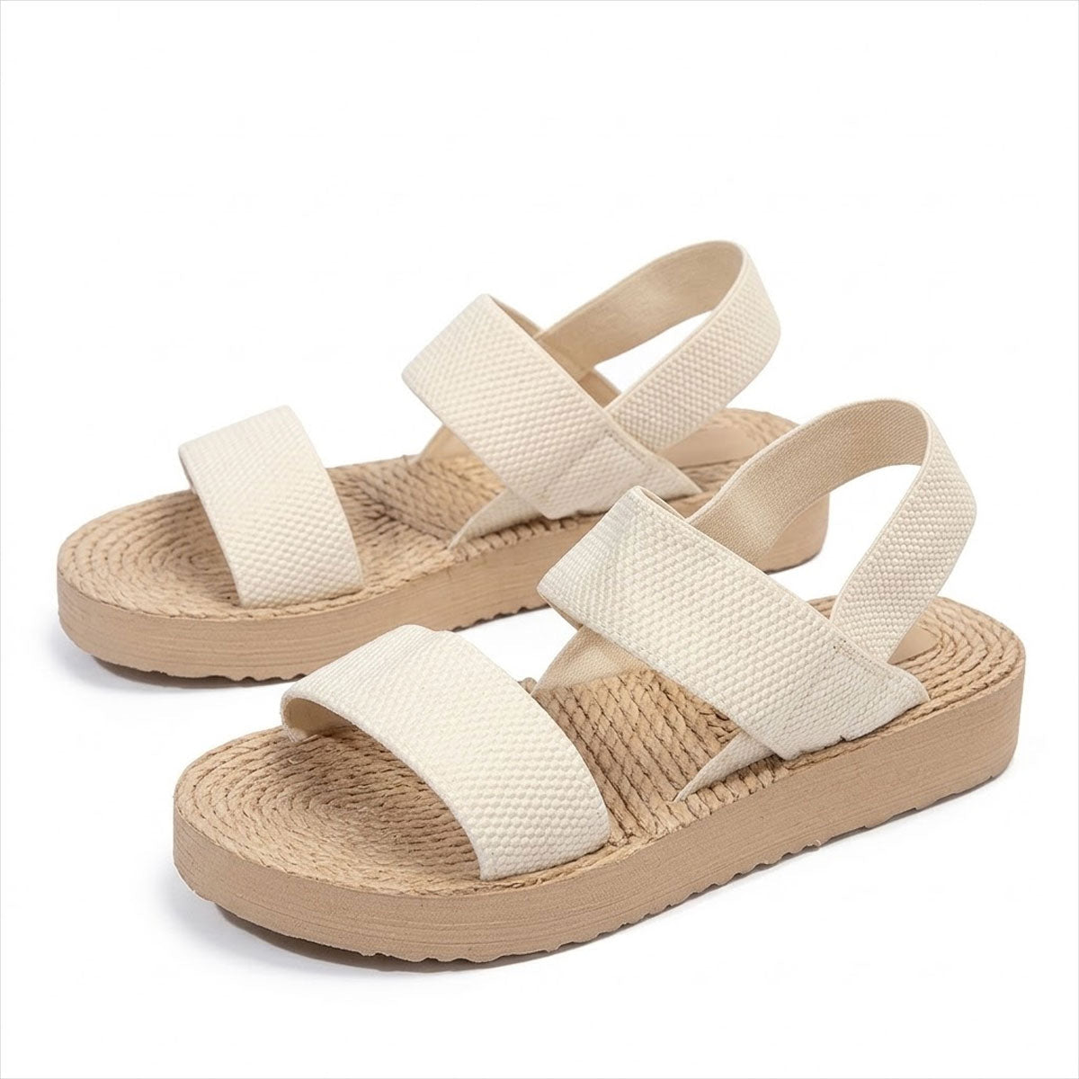Women's Woven-Effect Elastic Strap Platform Sandals
