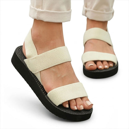 Women's Woven-Effect Elastic Strap Platform Sandals