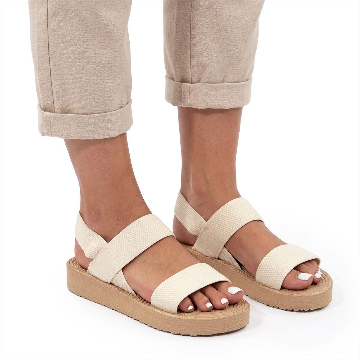 Women's Woven-Effect Elastic Strap Platform Sandals