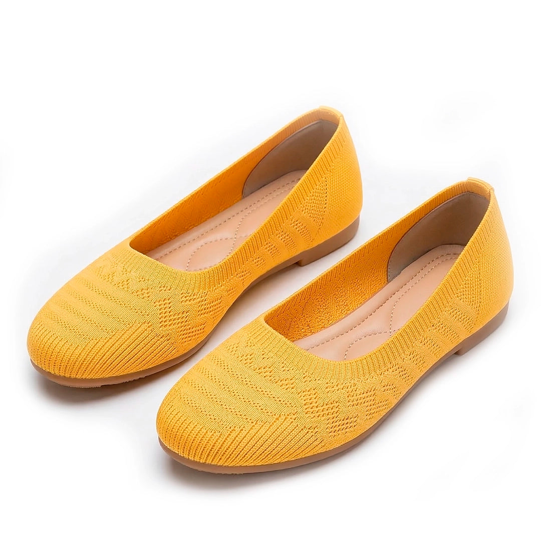 Women's Woven Knit Ballet Flats with Round Toe