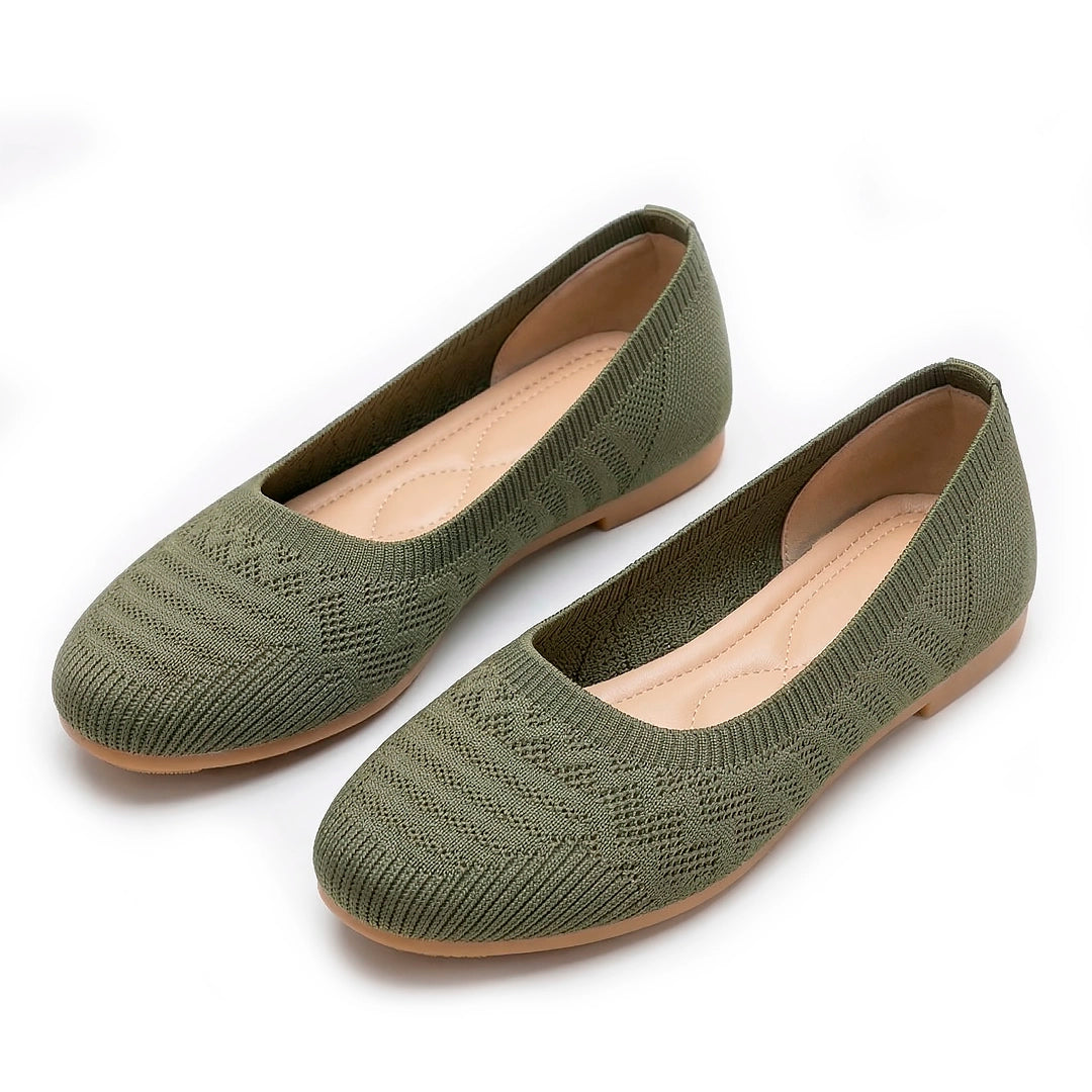 Women's Woven Knit Ballet Flats with Round Toe