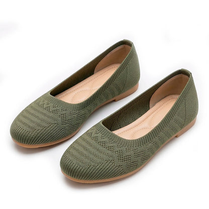 Women's Woven Knit Ballet Flats with Round Toe