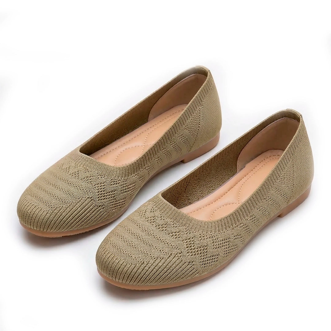 Women's Woven Knit Ballet Flats with Round Toe