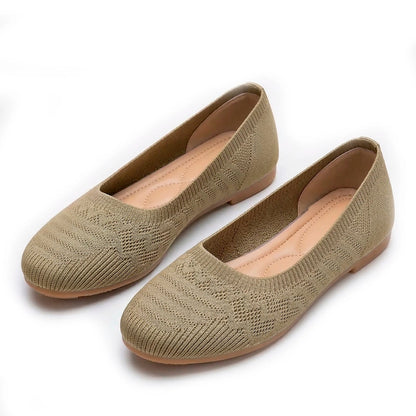 Women's Woven Knit Ballet Flats with Round Toe
