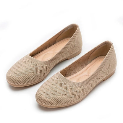 Women's Woven Knit Ballet Flats with Round Toe