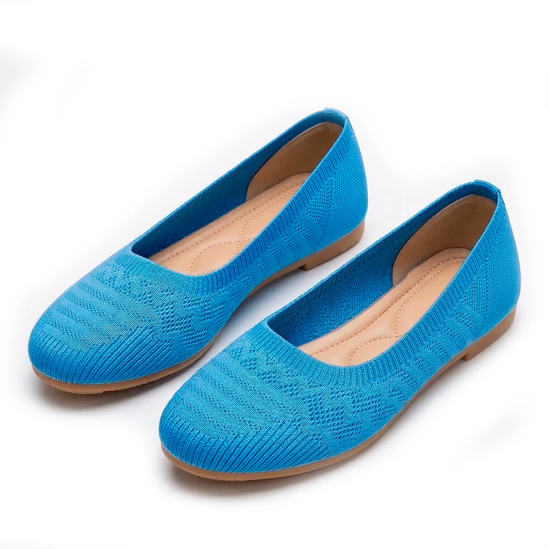 Women's Woven Knit Ballet Flats with Round Toe