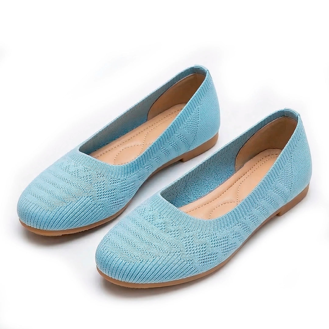 Women's Woven Knit Ballet Flats with Round Toe