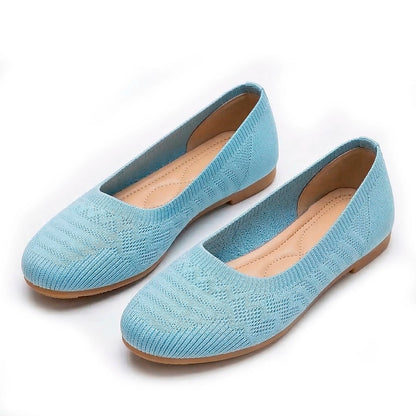 Women's Woven Knit Ballet Flats with Round Toe