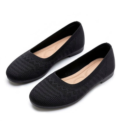 Women's Woven Knit Ballet Flats with Round Toe