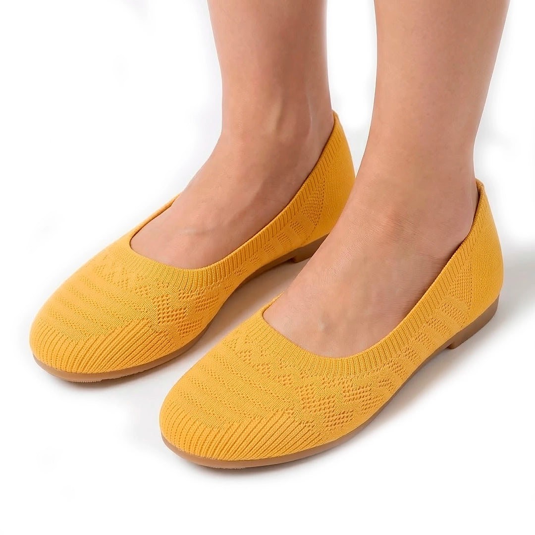 Women's Woven Knit Ballet Flats with Round Toe