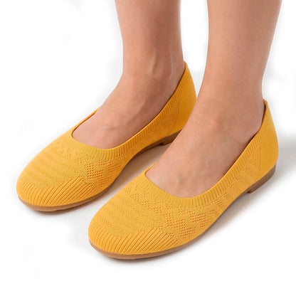 Women's Woven Knit Ballet Flats with Round Toe