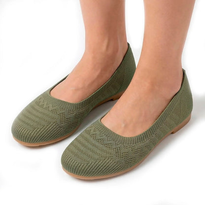 Women's Woven Knit Ballet Flats with Round Toe